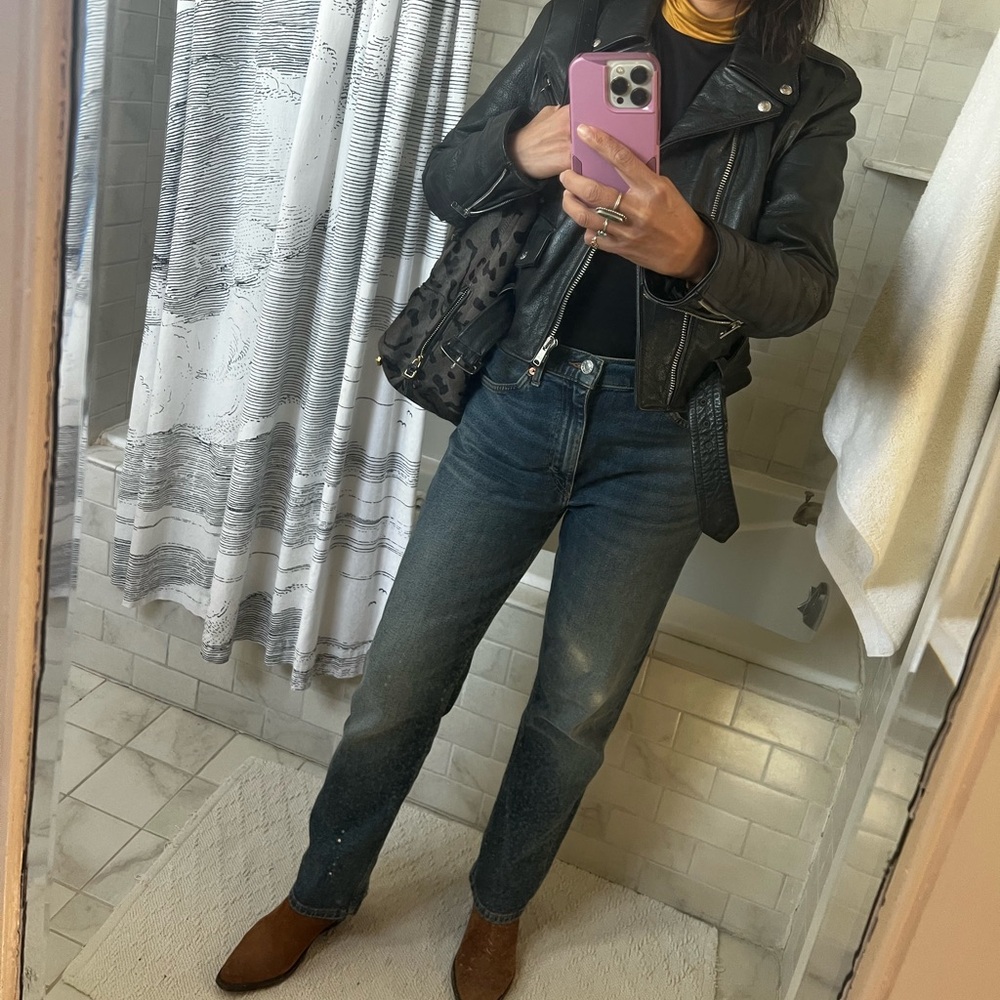 Re/Done Black Leather Moto Jacket